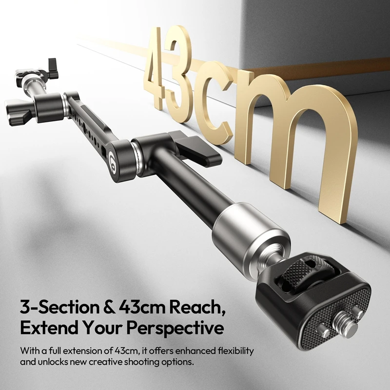 Ulanzi TA10 43 سنتيمتر ذراع مفصل سحري مع 1/4 "3/8" ثقب المسمار جبل الناتو 3 قسم ل DSLR رصد ضوء ملحقات الكاميرا #2