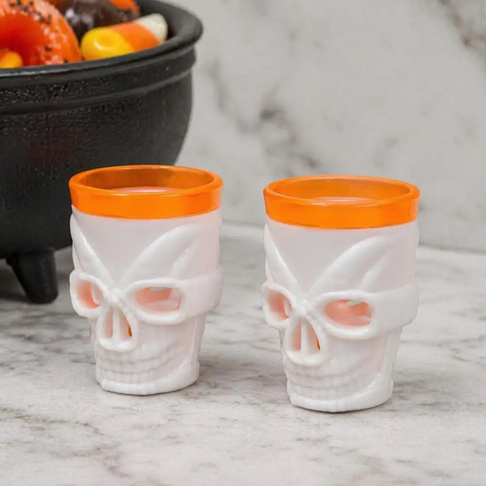 Halloween Skull Candle Cup Mini Skull Wine Glass Halloween Glowing Skull Goblet Led Candle Holder Spooky Party Decor for Bar