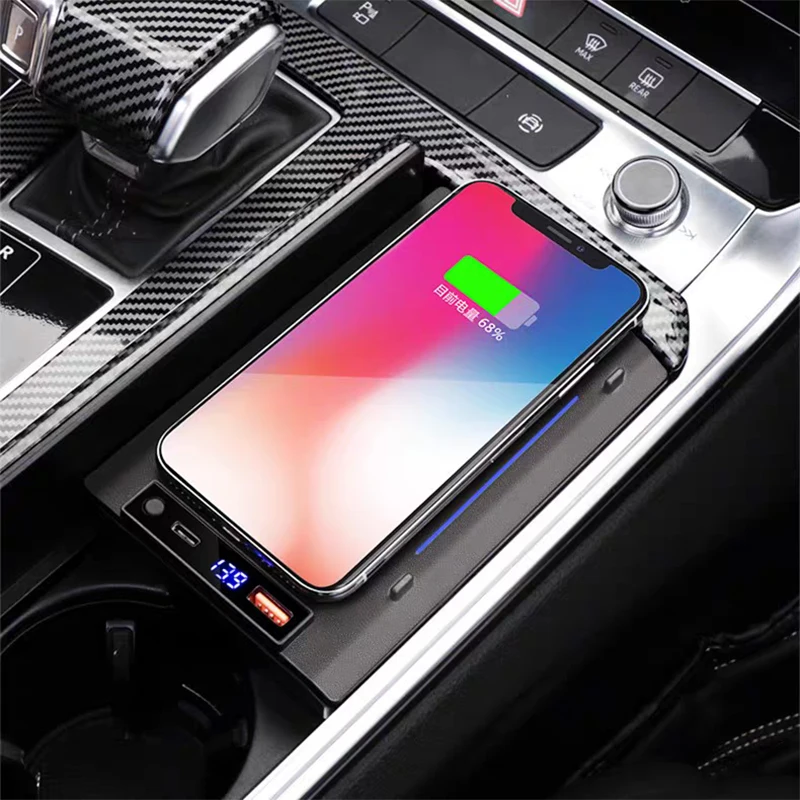 

15W Car wireless charger for Audi A6 C8 S6 RS6 A7 S7 RS7 2019 2020 2021 2022 LHD fast phone charger charging holder