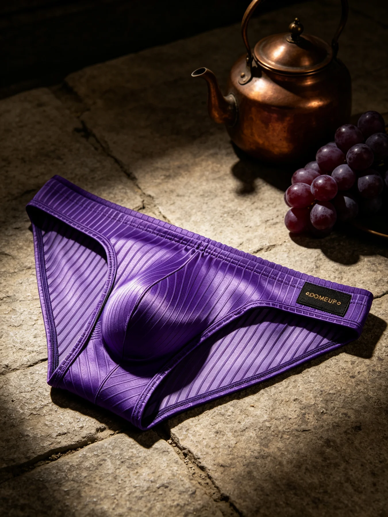 Calzoncillos para hombre con diseño de rayas verticales, tejido brillante, bolsa con forma de U, cintura baja, cintura elástica, ropa interior masculina transpirable, modelo DP922.