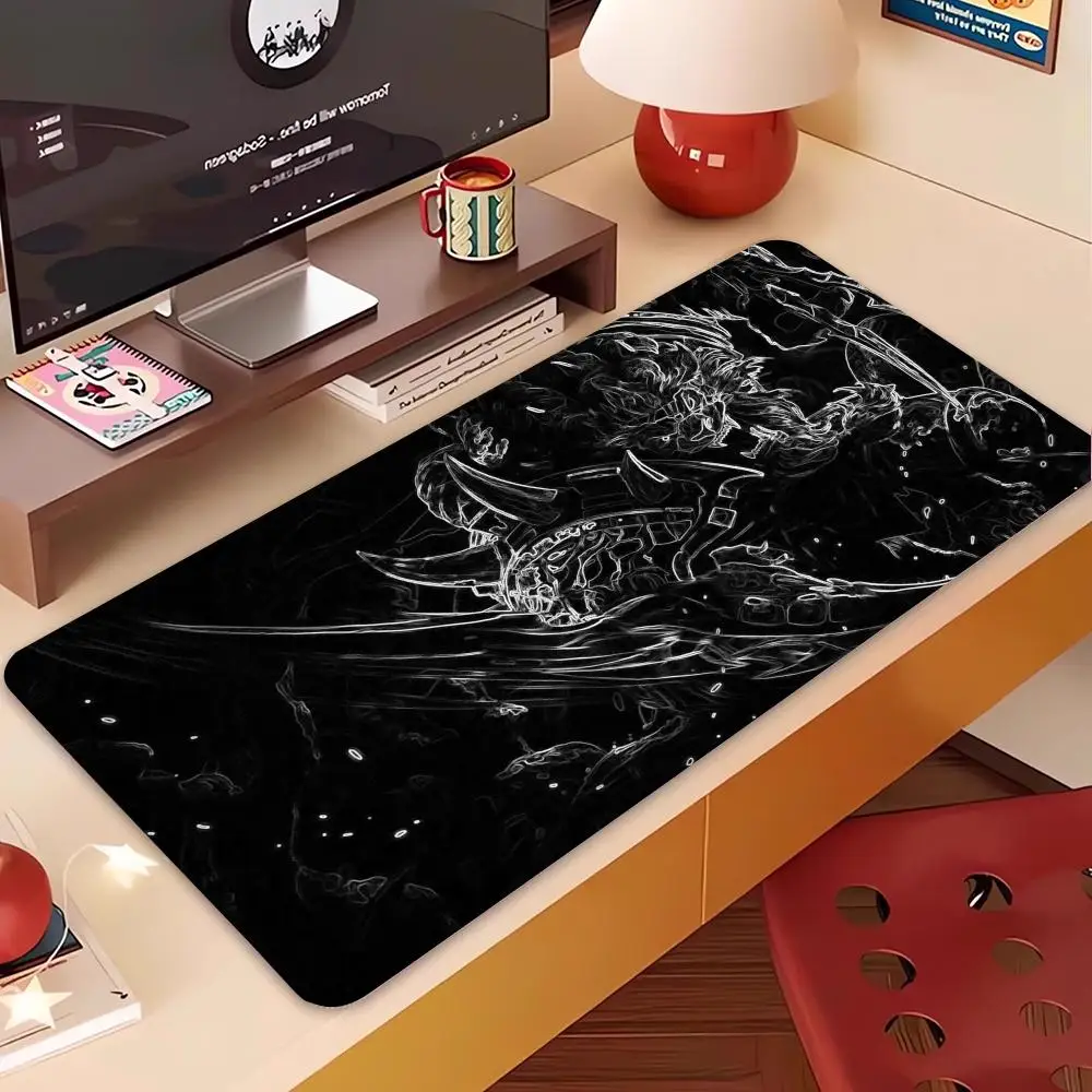Dark tone anime warrior art playmat large size laptop bedroom learning office desktop keyboard accessories Mouse pads