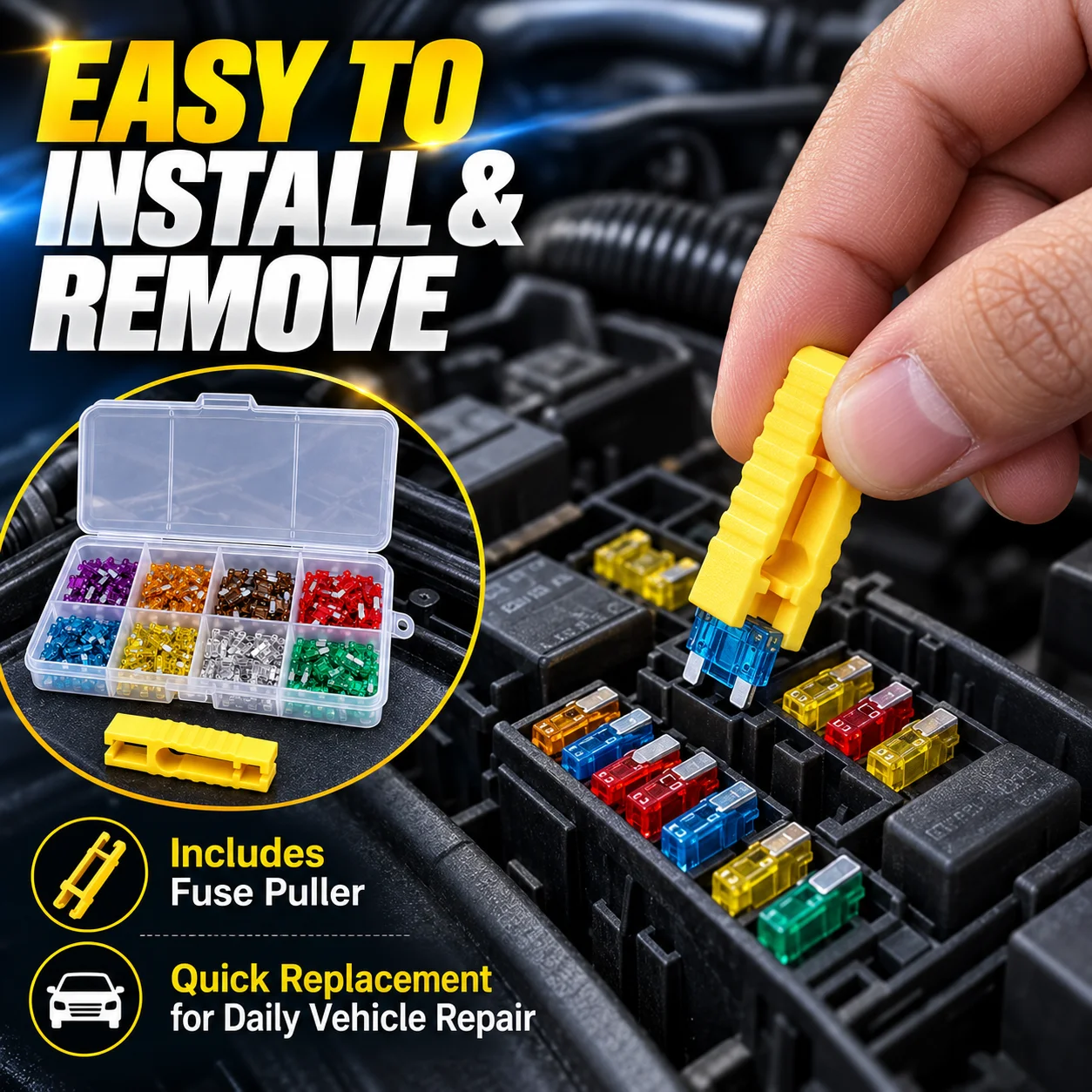 100PCS Low Profile Mini Blade Fuse Kit, 3A-30A Micro Automotive Car Fuses, Assorted Vehicle Replacement Fuses for Auto Repair