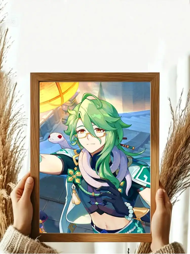 B-Baizhu Genshin Impact Dendro healer Poster HD Self Adhesive Waterproof Wall Art Ideal for Home
