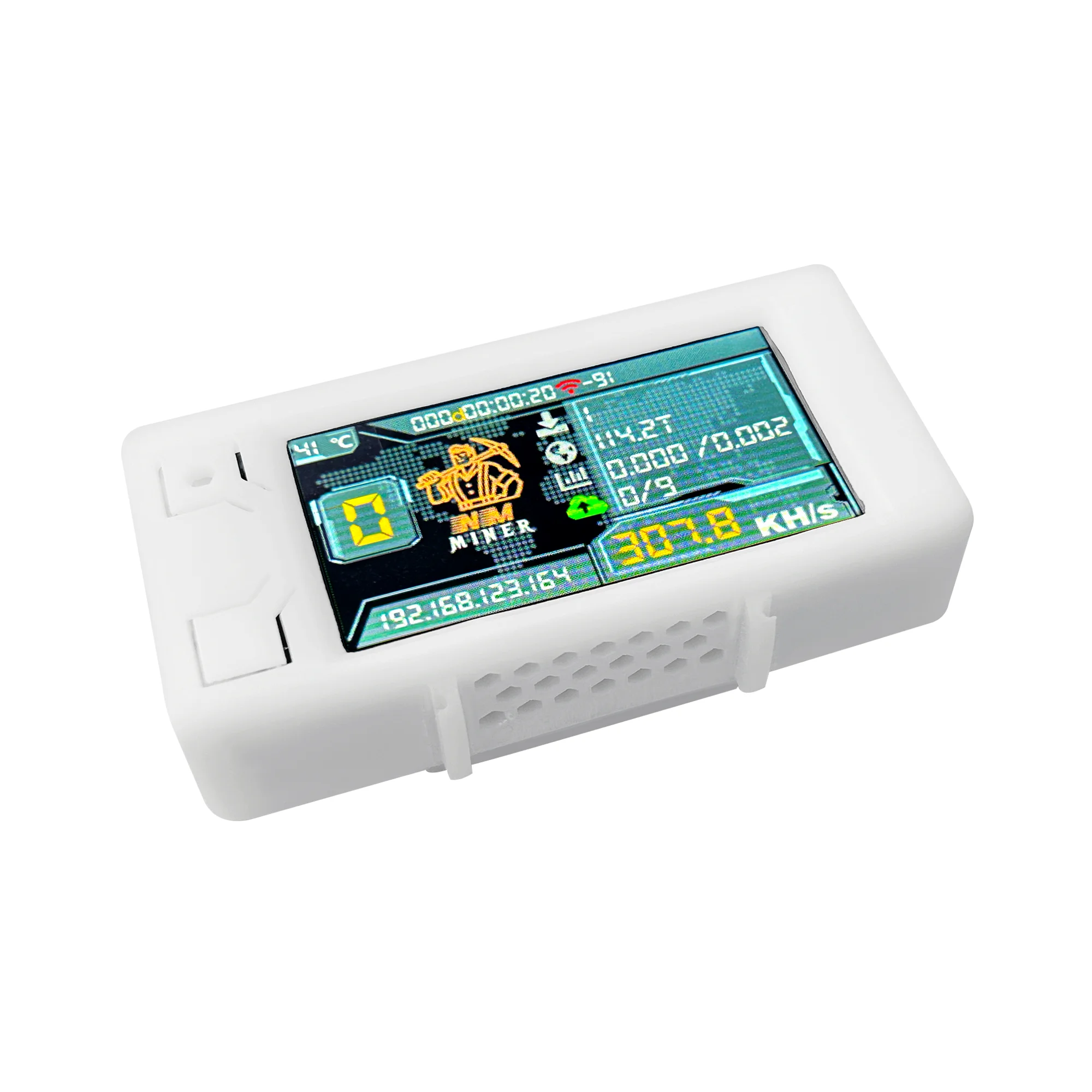 هيلتيك ﻿   Bitcon Nerd Miner BTC Crypto Solo Lottery 310KH/s ESP32 Vision Master T190 مع غلاف أبيض Win BTC WiFi BLE اتصال