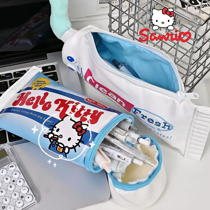 Sanrio Hello Kitty Pencil glasses case Anime Student Stationery Cute Cartoon Learning Supplies Storage Bag Funny glasses case