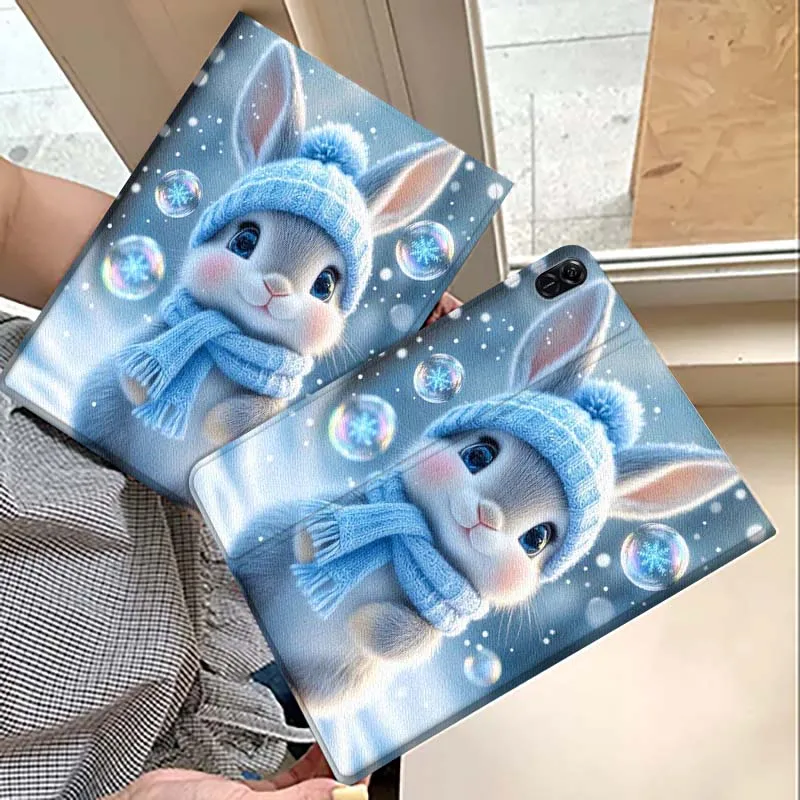 

Чехол для планшета Huawei MatePad M5 T5 SE 11 Pro Honor Tab 5 V7 V8 X9 GT 10.1 10.8 дюймов с рисунком кролика и букета тюльпанов