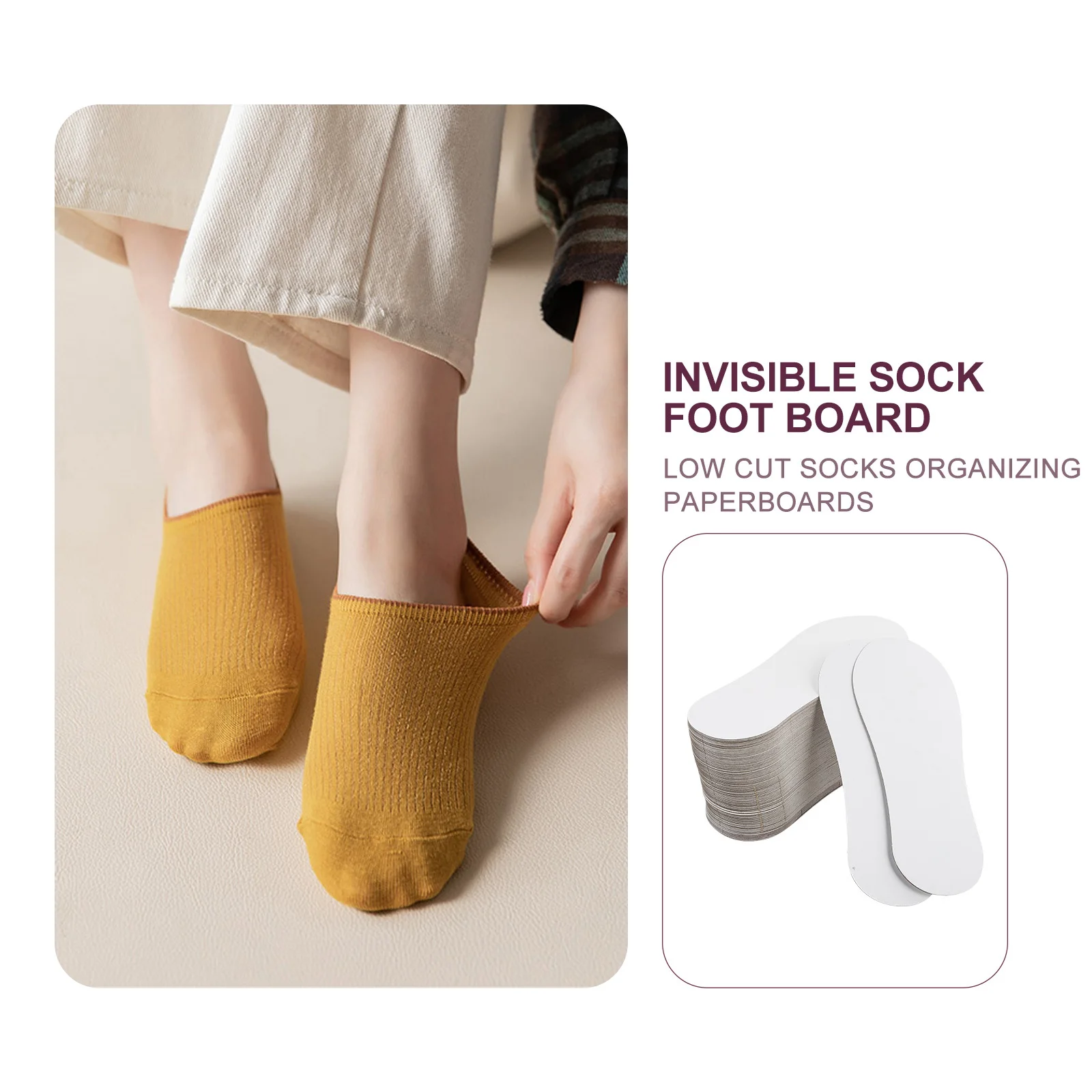 

100Pcs Invisible Socks Organizing Paperboards High Quality Thin Low Cut Socks Holder for Women Girls Sock Organizing Paperboads
