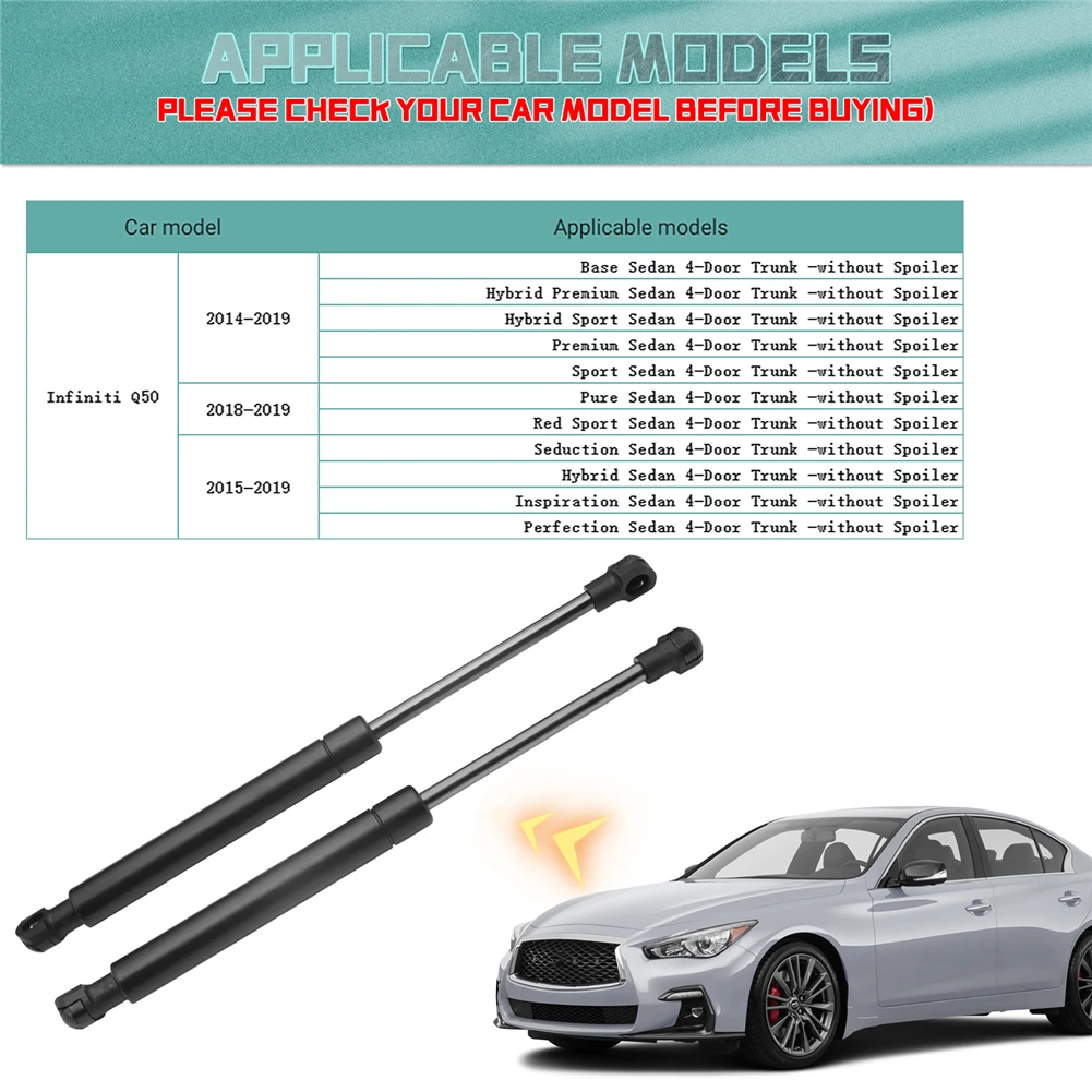 2 Stück Gasdruckfedern für die Heckklappe für INFINITI Q50 2014-2018, Gasdruckstützen mit Federn, Kofferraum 844304GA2A, PM3740 – Detail 3