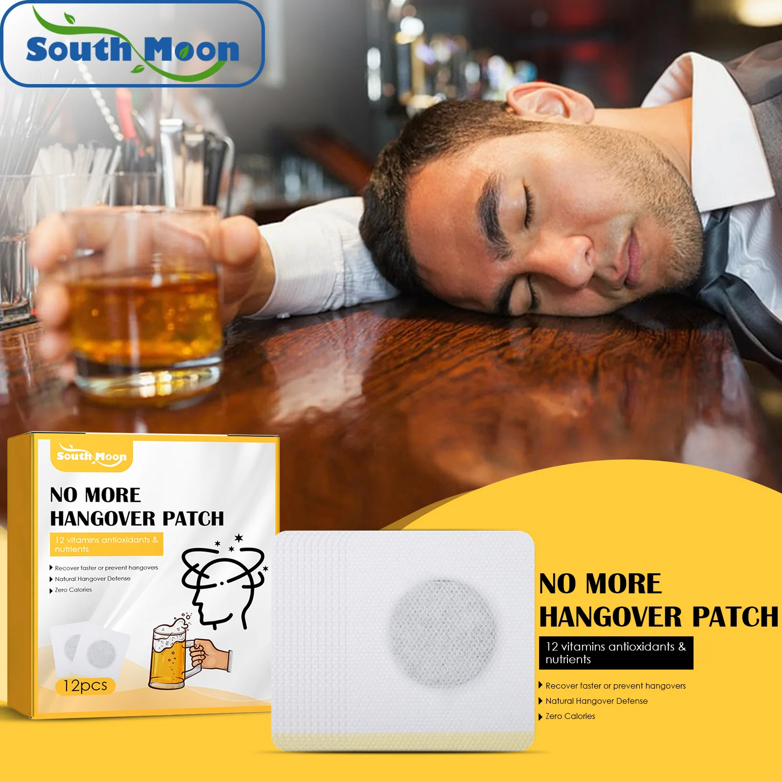 South Moon Hangover Paste Hangover Care Liver Health Care Acupoint Paste Reduce The Alcohol Damage Headache Drunk Relief Patch