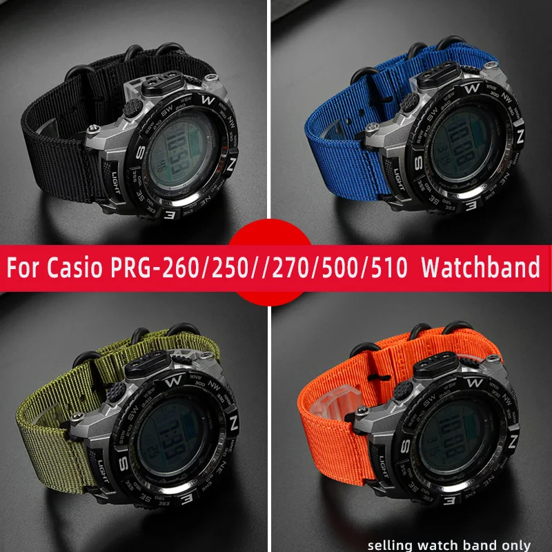 Watchband For Casio PRG-260/250//270/500/510  Watchband Mountaineering Sports Nylon Canvas Bracelet Accessories 18MM