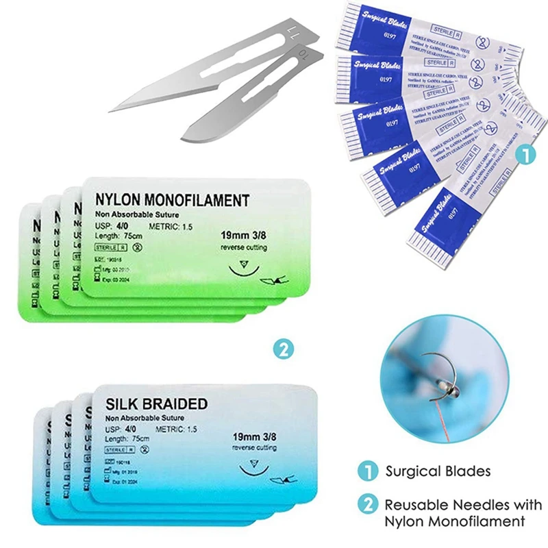 2X Complete Suture Kit For Students,Including Suture Pad And Suture Tool Practice Suture Kit For Suture Training