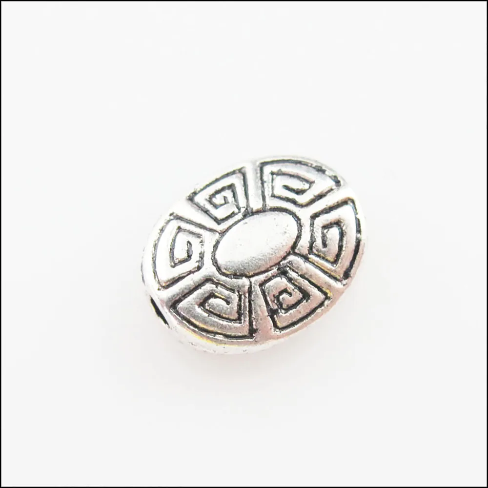 25 neue Charme Tibetischen Silber Ton Blume Oval Wohnung Spacer Perlen 9x11mm