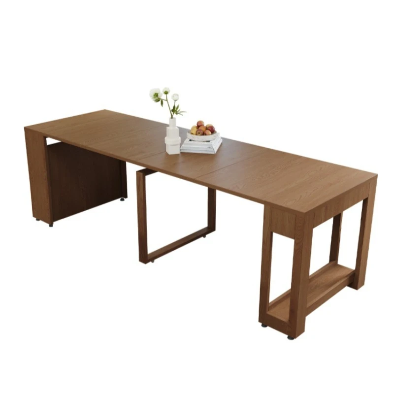 

Solid wood retractable dining table, foldable invisible dining table