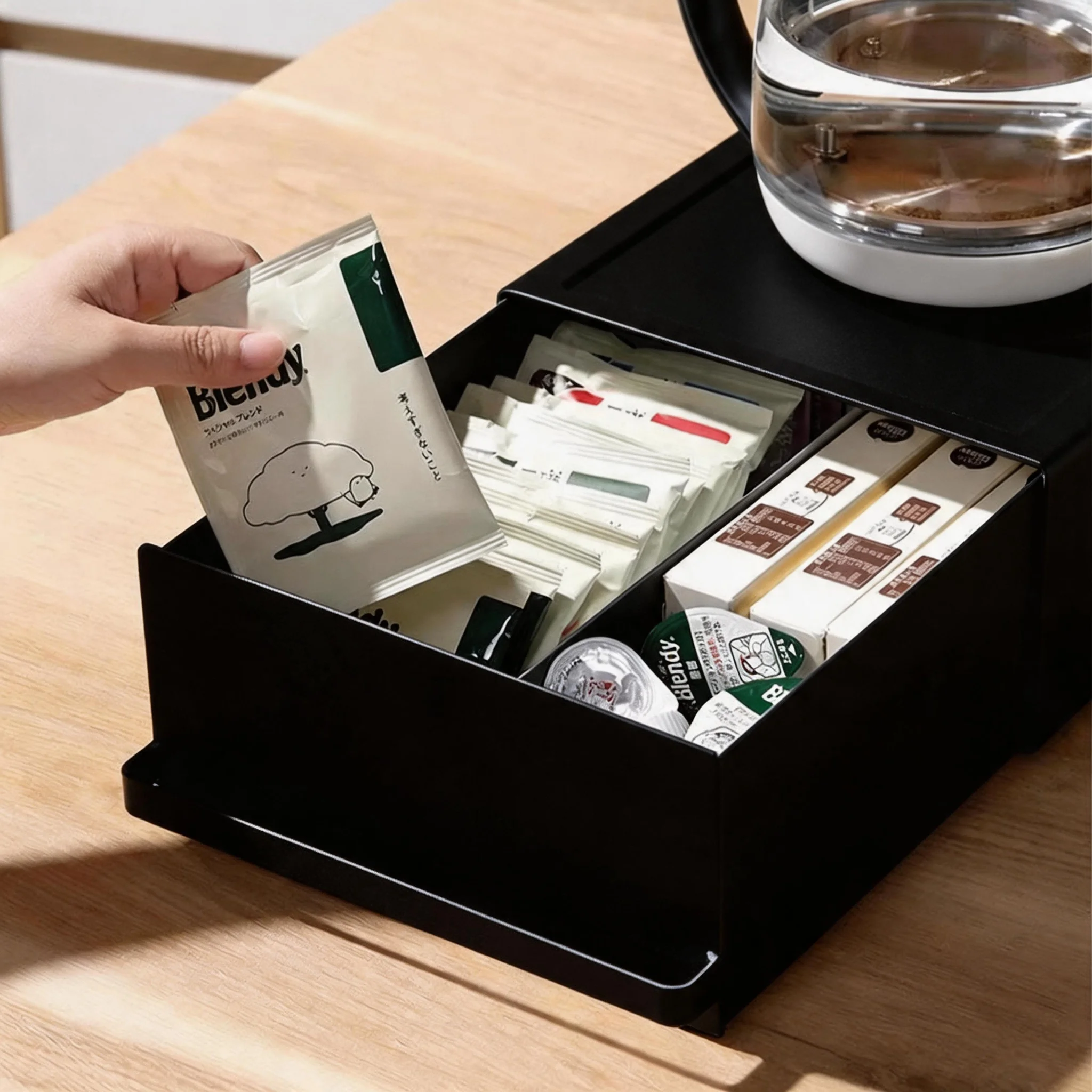 Organisateur de tiroir en métal pour dosettes de café et sachets de thé, support de rangement pour machine à café, idéal pour la maison, le bureau, les salons de thé et les cafés, support de rangement anti-rouille pour comptoir