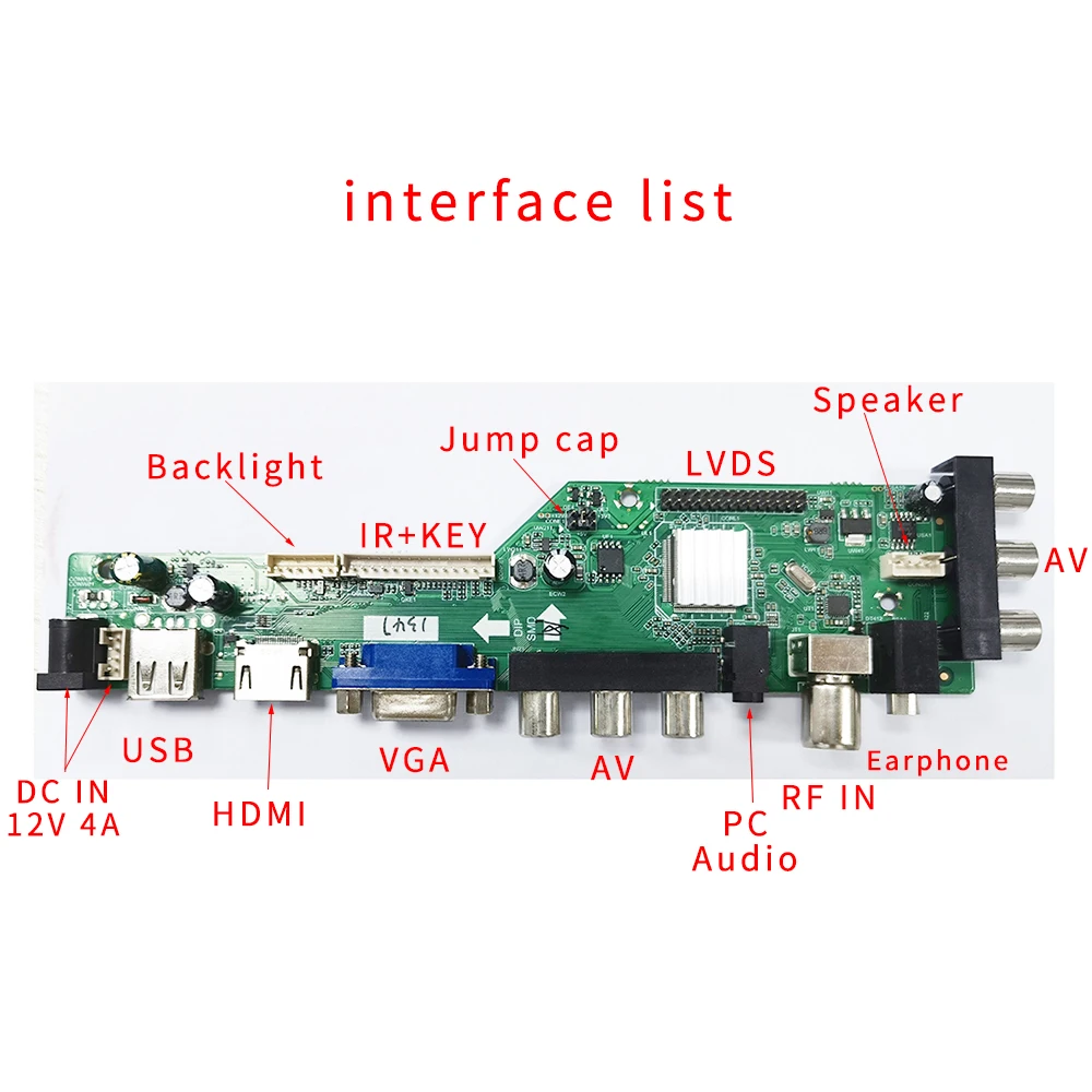 ZS.D3663LUA.A81 DVB-T2 DVB-T DVB-C Digital TV LCD Driver Board 15-32Inch Universal LCD TV  Board+7 Key Board 36637