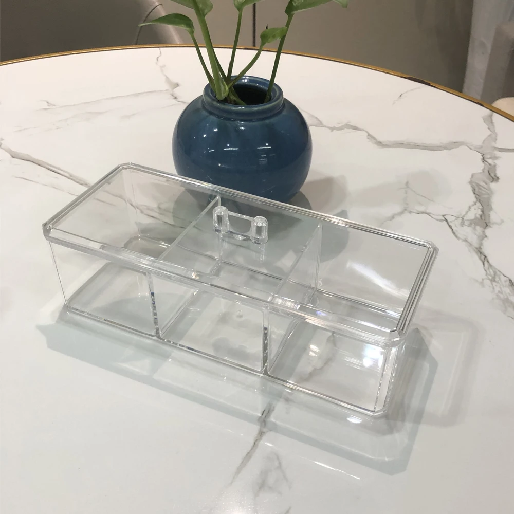 Cosmetic Storage Box Cotton Pad Container With Lid Cotton Swab Organizer Makeup Holder Acrylic Material Transparent