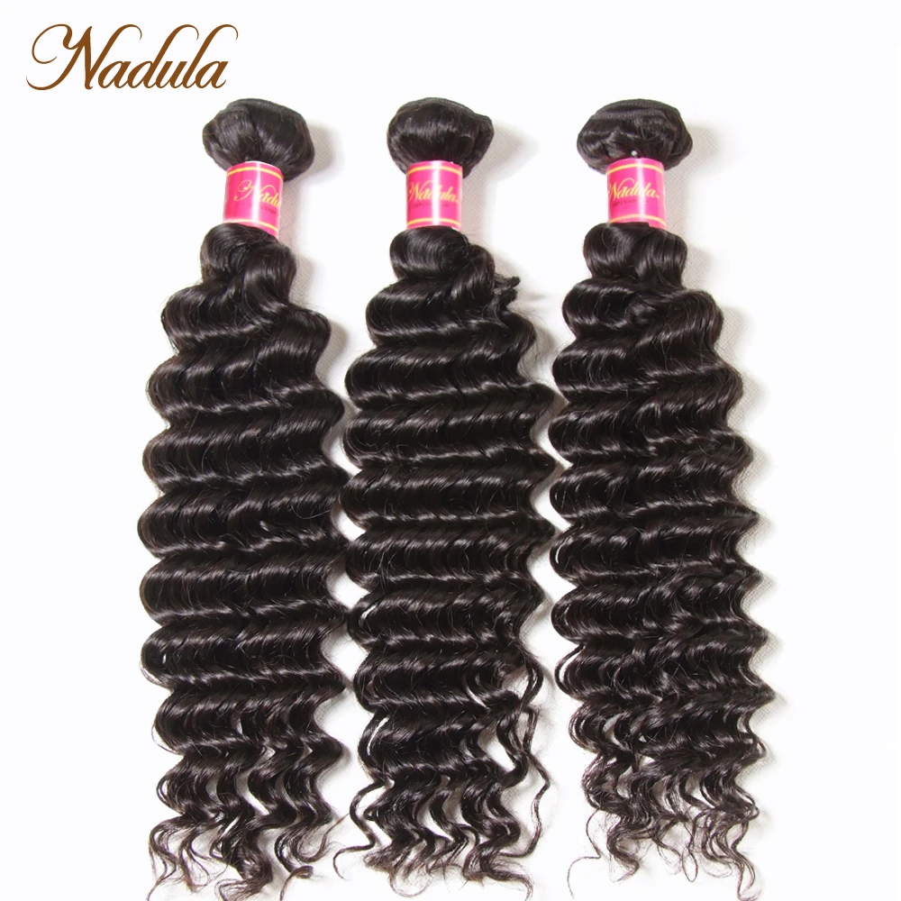 Nadula Cabelo 3 Feixes de Cabelo Malaio Onda Profunda 12-26 polegada 100% Cor Natural Remy Do Cabelo Humano Weave Bundles extensões de cabelo