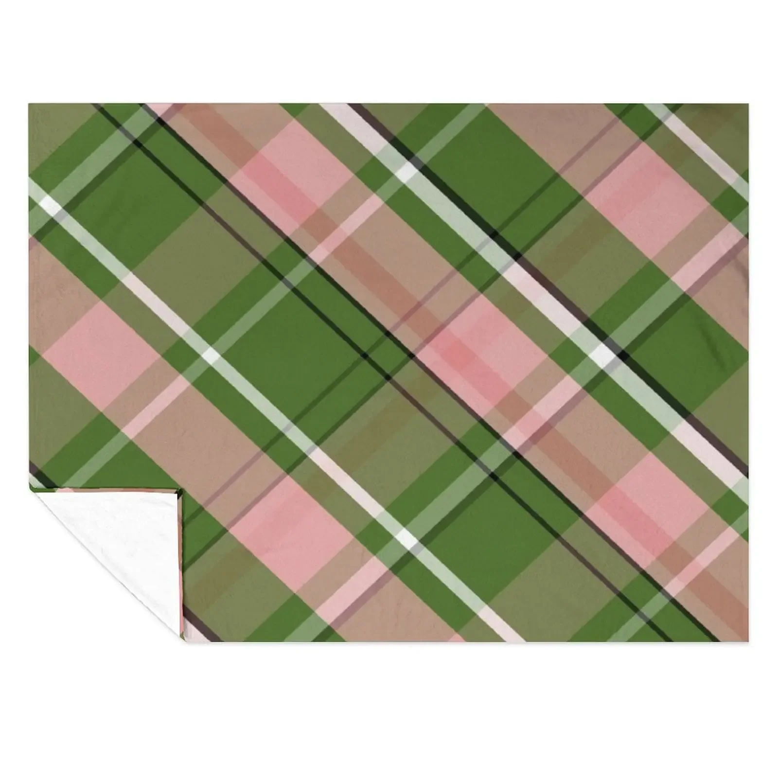 

Pink and Green Preppy Plaid Throw Blanket Stuffeds Travel anime Softest Blankets
