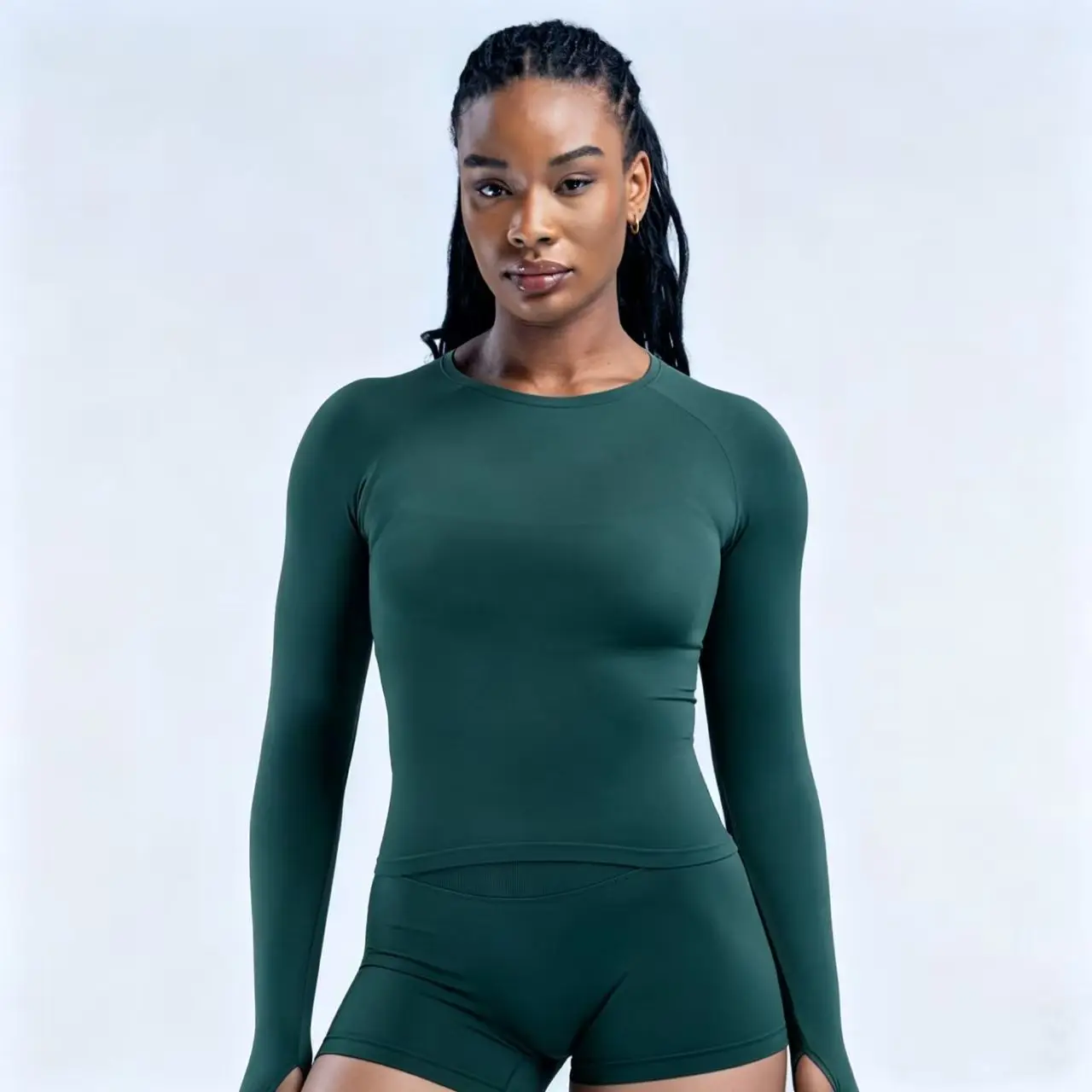 Dneyf Women Seamless Long Sleeve Yoga Top, Impact Quick Dry Breathable Compression Fitness Shirt for Gym Running Pilates D L0G0