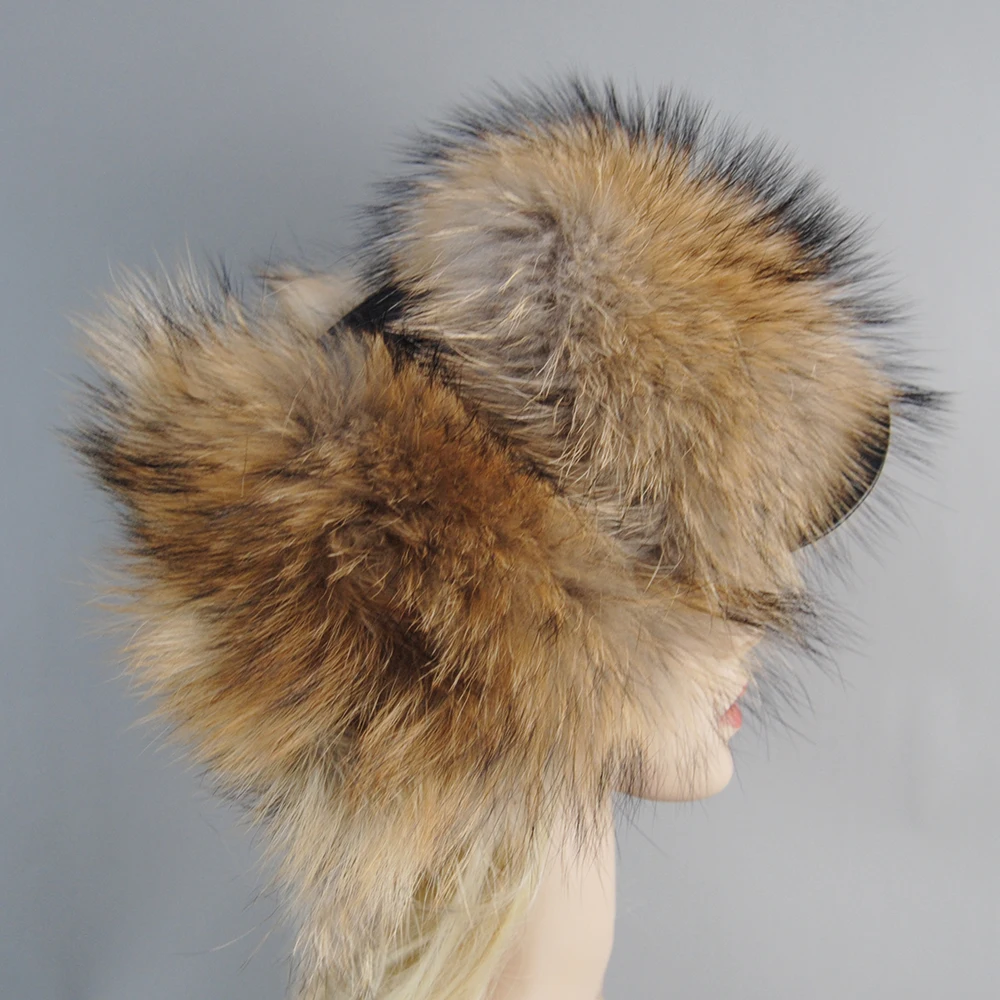 2024 New Style Winter Ushanka Hat Men Women\'s Pilot Aviator Bomber Trapper Hats Real Fox Fur Leather Snow Cap with Ear Flaps