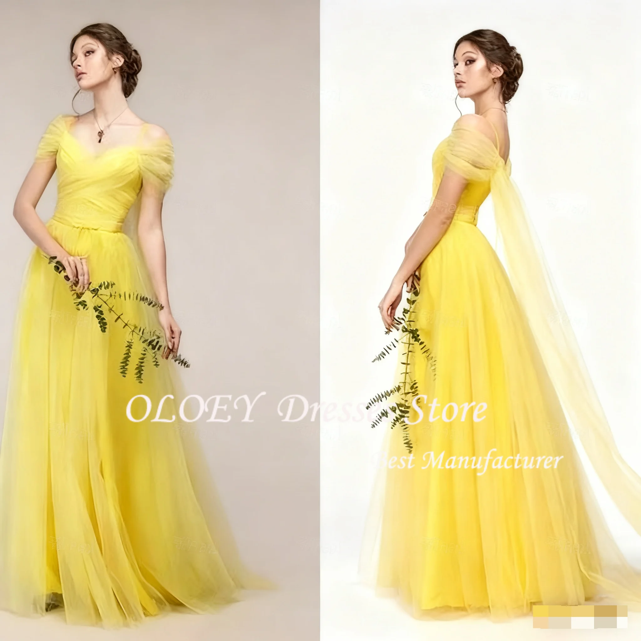 فستان OLOEY مخصص للحفلات الراقصة للنساء فستان سهرة أنيق فساتين حفلات التخرج فستان أصفر طويل تنورة حضور حفلة عيد الميلاد