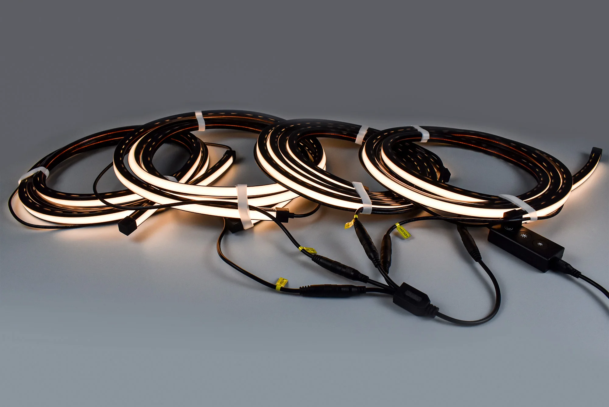 Dimmable Slat Wall Light Kit 4x2.4M Matte Black Neon Flex 24V with Driver RF Control for Indoor Wall Decor