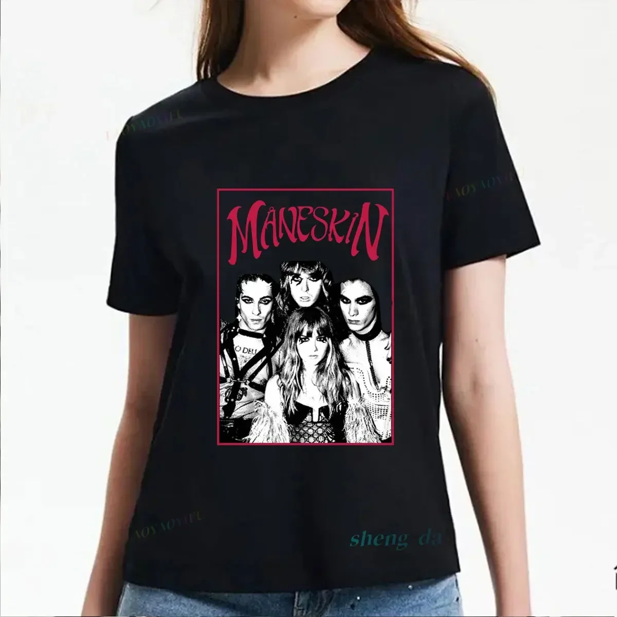 Playera Maneskin BandMen tendencia moda ropa de calle clásica bandas italianas Maneskin Vintage Rock Camiseta de manga corta Mujer