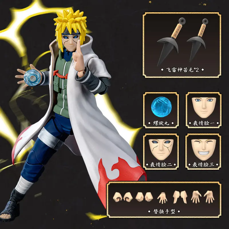 BLOKEES Original NARUTO Uchiha Sasuke Namikaze Minato Serie CHAMPION CLASS Golden Flash ‌   Figuras de Acción Armables, Juguetes, Modelo