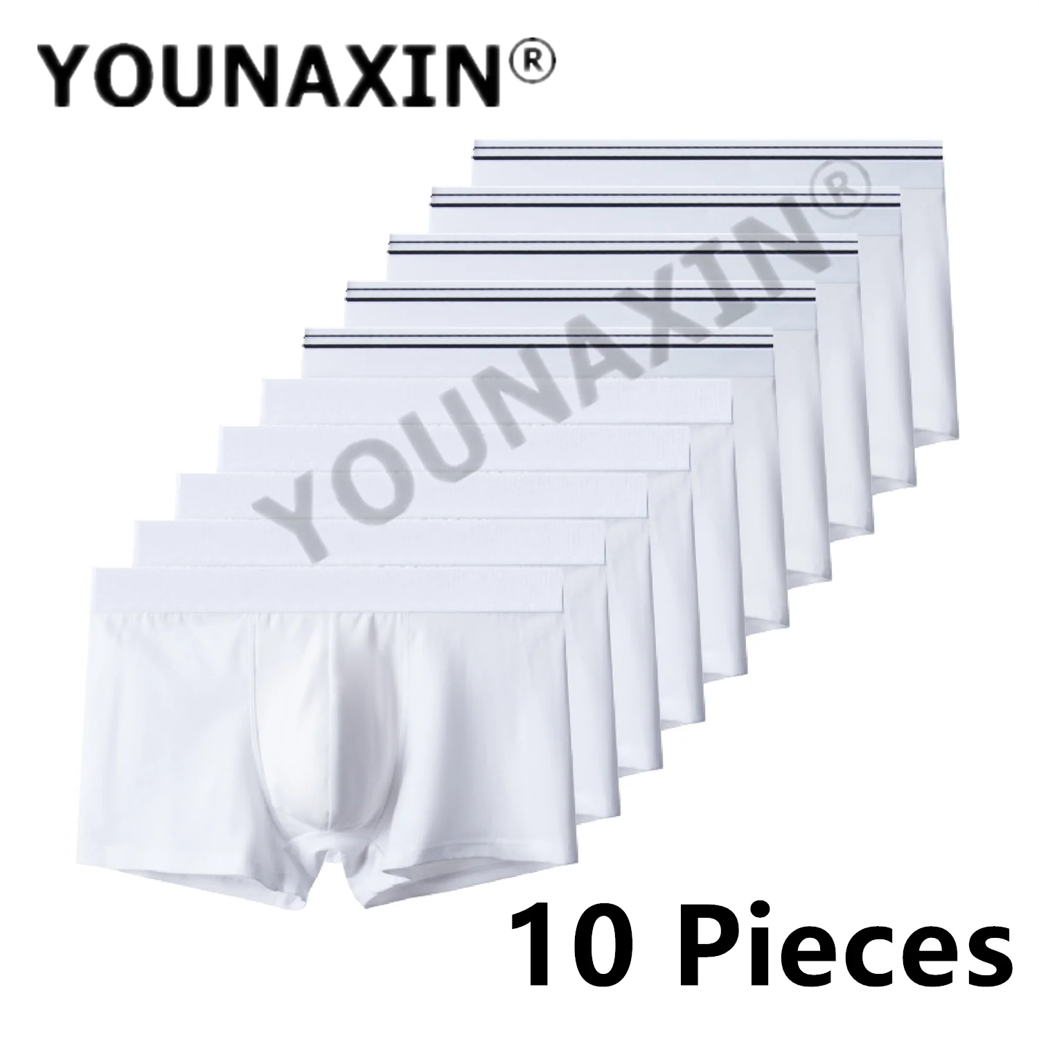 YOUNAXIN 10 Pieces Plus Size Men Underwear Boxers Shorts Knickers Panties Homme White Underpants Cotton Undies