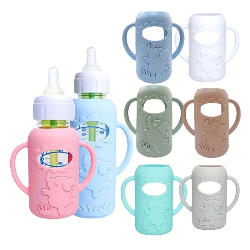 4Pcs 120ml/250ml Secure Handle Sleeve Child Friendly Bottle Grip Case for Dr Brown Newborns Feeding Bottles Accessory