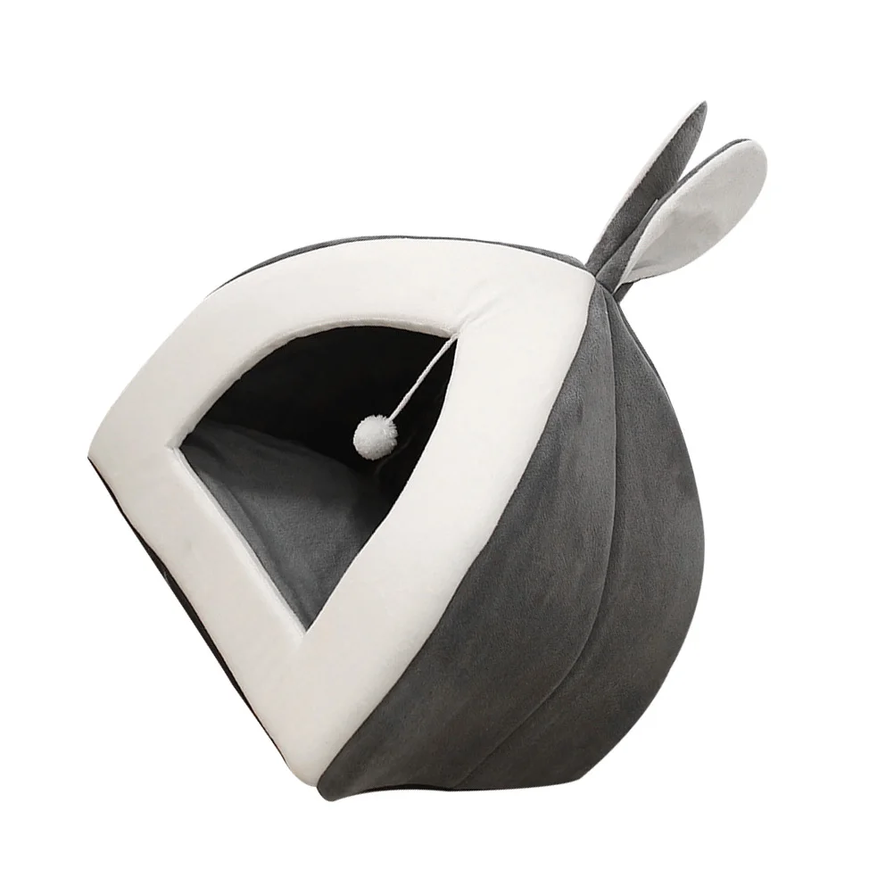 

Universal Cat Nest Small Pet Rest Place Home Grey Rabbit Ear Warm Durable Windproof Comfortable Cat Bed Guinea Pig Hideout