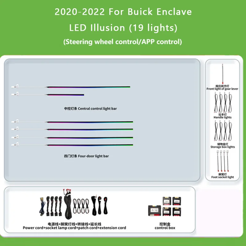 For Buick Enclave 2020-2022 YEAR Ambient Light Interior lighting Integrated Upgrade Kit Dynamic Color Changing LED lighting