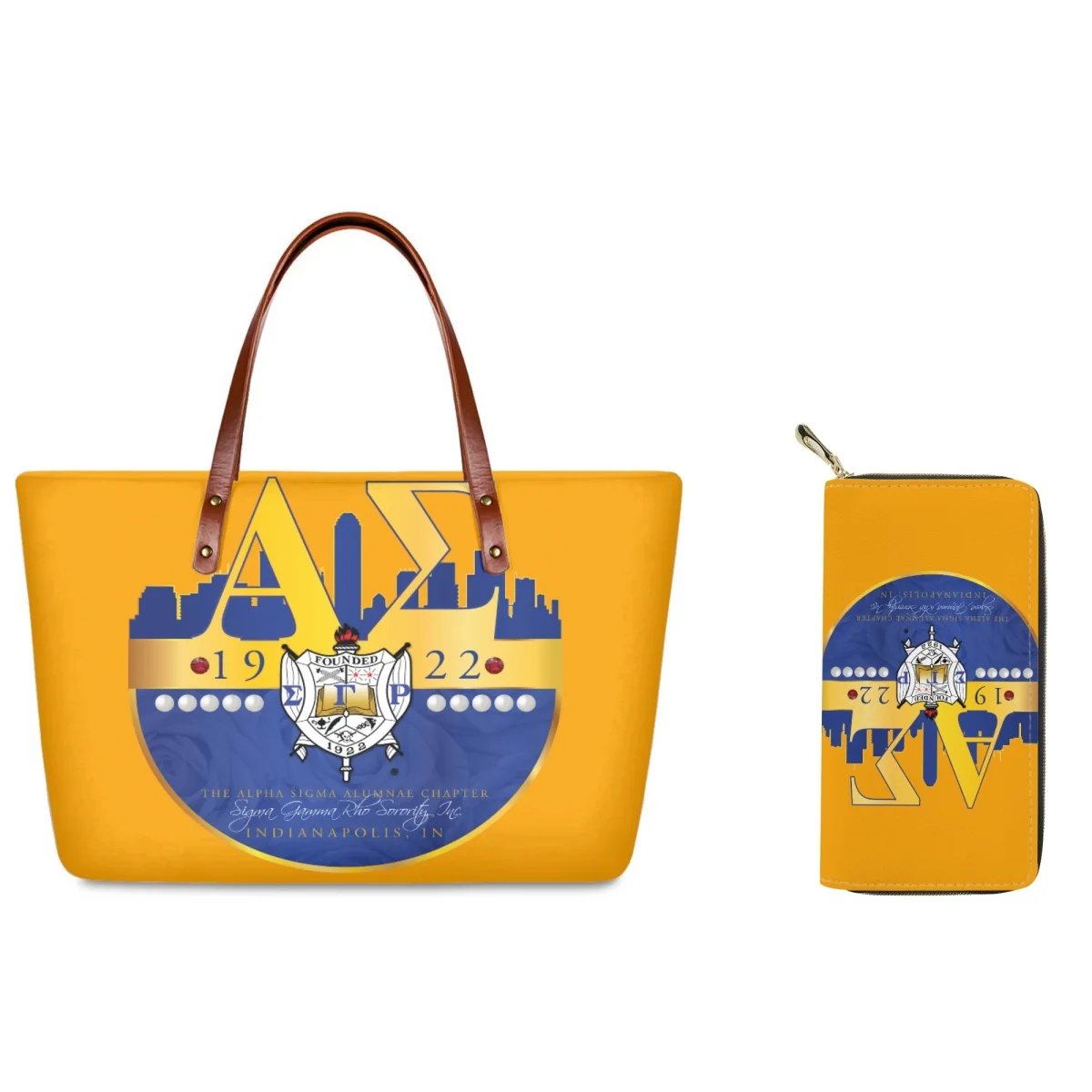 

FORUDESIGNS Large Capacity Handbag High Street 2Pcs/Set Tote Bags Female Creative Sigma Gamma Rho Design Combo Women's Handbag