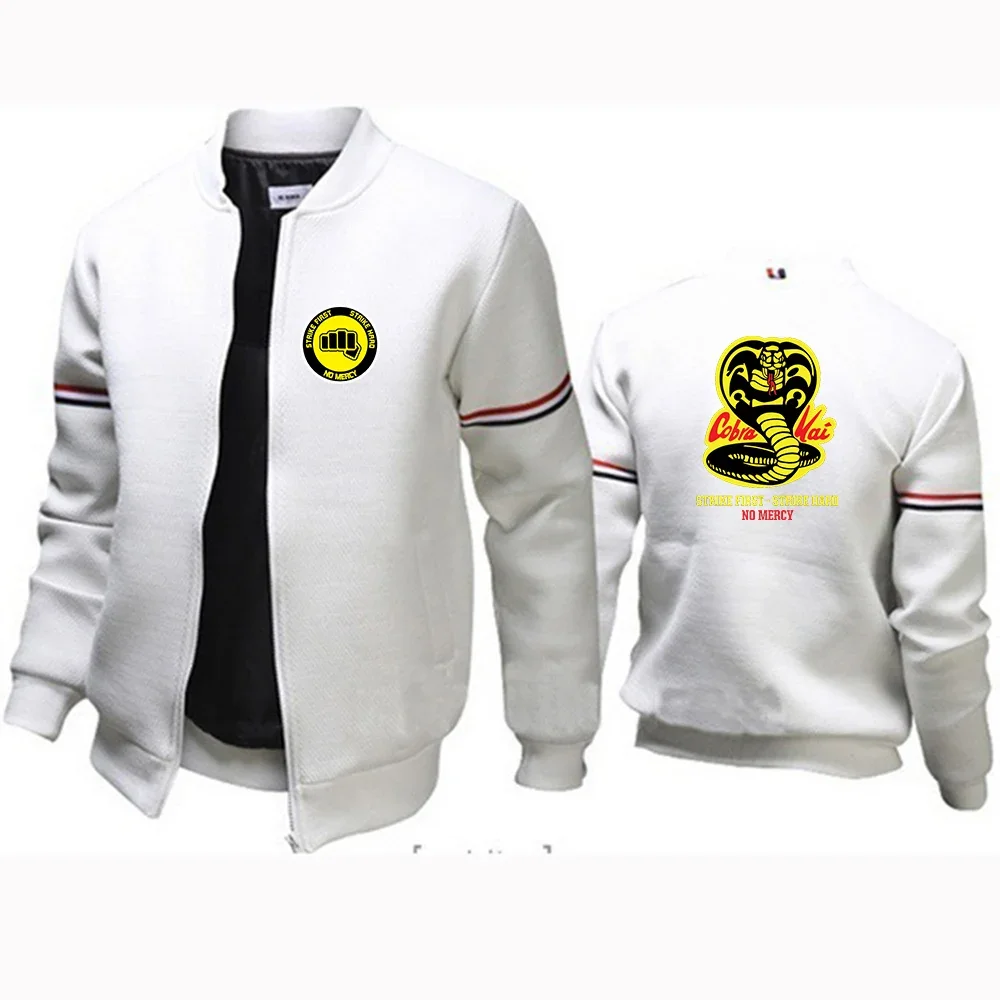 Cobra Kai stampa moda 2024 nuovo uomo tinta unita cotone manica lunga giacca da volo in pile Slim Fit All-Match tuta top