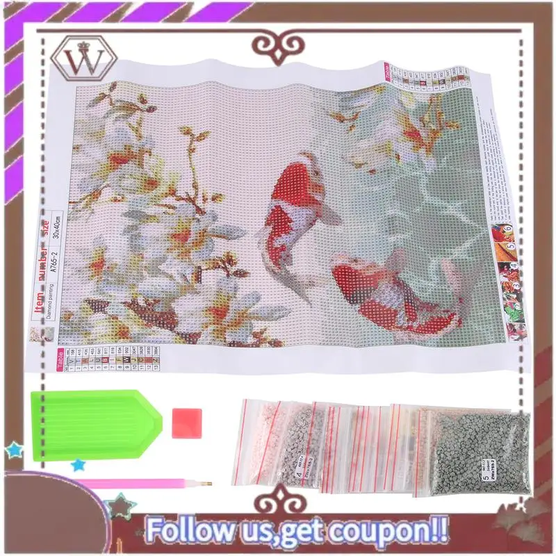 ABBG-DIY 5D كامل الماس طقم الطلاء الماس الفن أطقم للبالغين كوي الأسماك الطلاء مع الماس مجموعات الماس التطريز