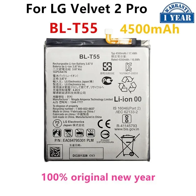 

Original BL-T55 4500mAh Battery For LG Velvet 2 Pro BL T55 Mobile phone Batteries