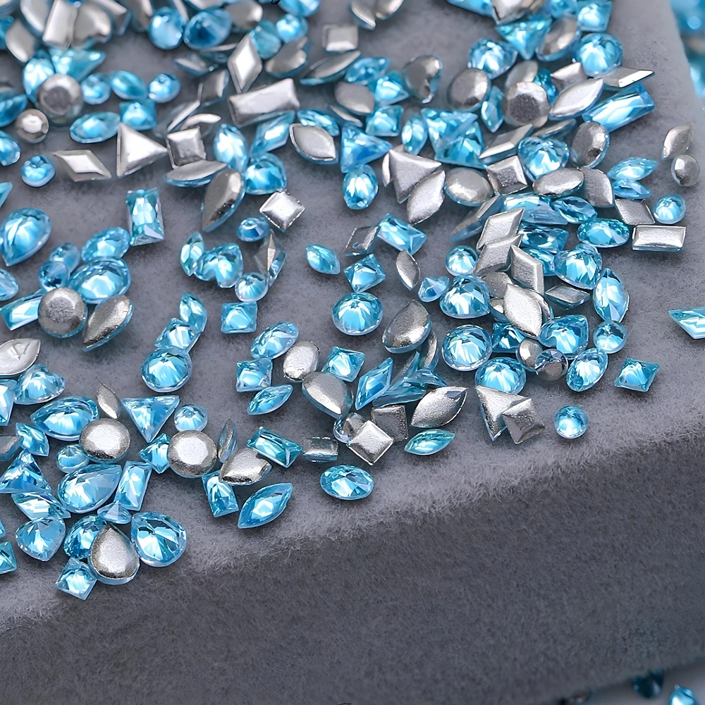 

40PCS Mini Lake Blue Zircon Glitter Nail Art Rhinestone Crystal Diamond Accessories For Nails Decoration Manicure Supplies Tool
