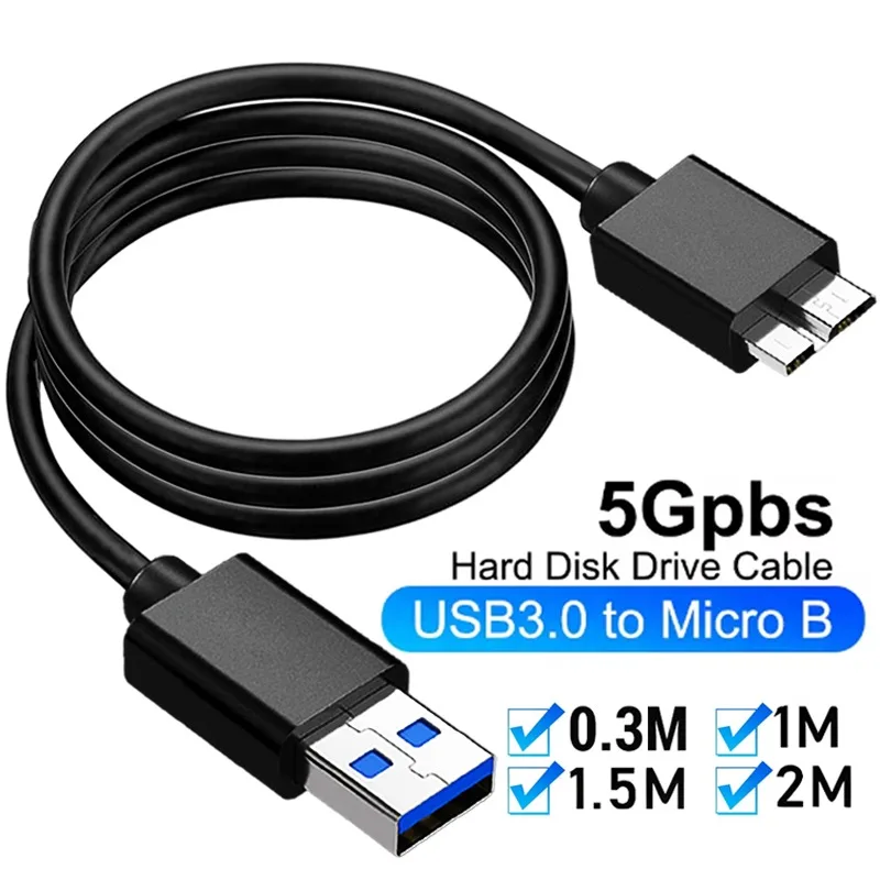 USB 3.0 Typ A auf Micro B Festplatte Externes Kabel Schnelles Datensynchronisierungskabel für Samsung Festplatte Micro B USB3.0 Kabel 0,3/1/1,5/2M