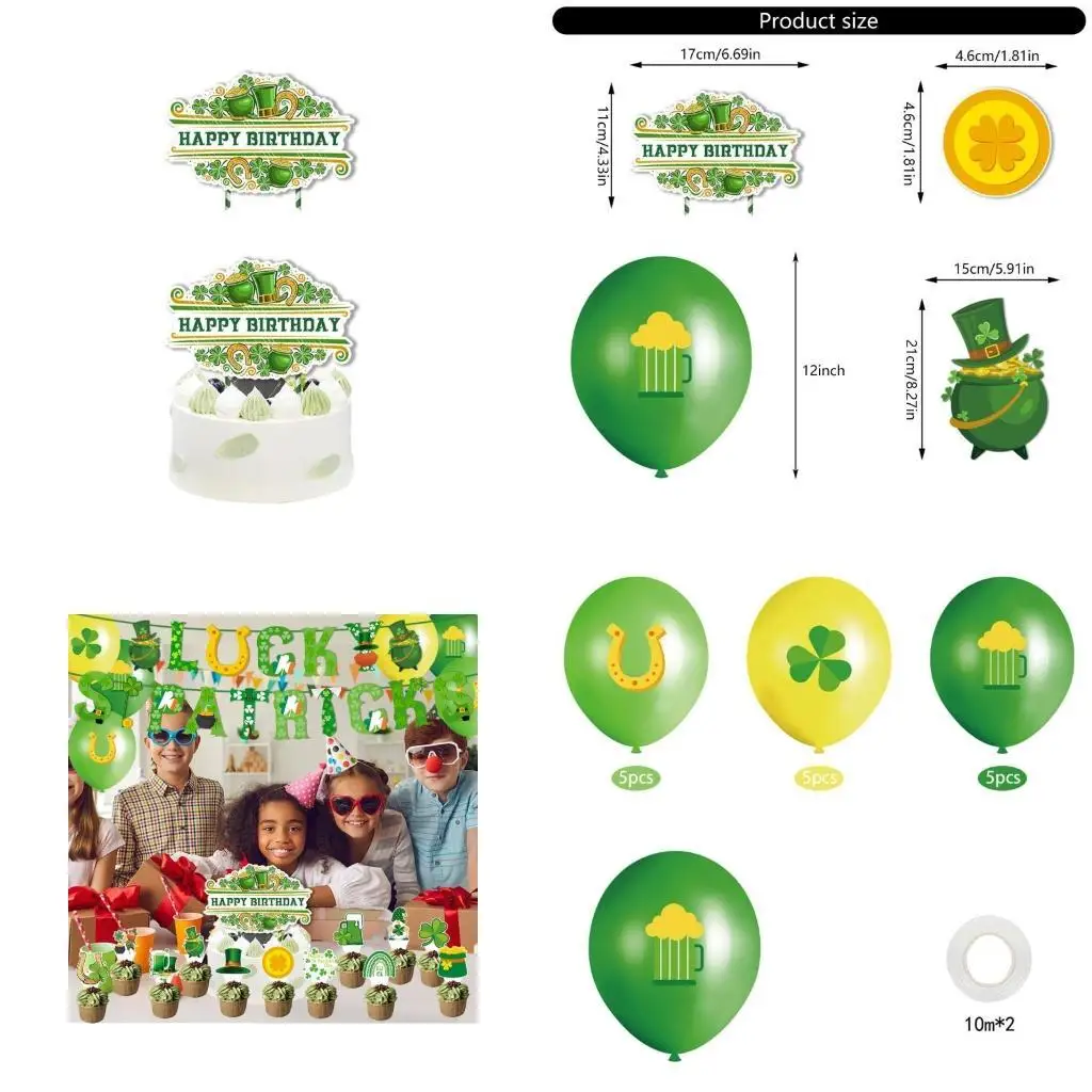 

G6KF Easy To Install Irish Party Decoration Kits Ornament for Birthdays and Festivals