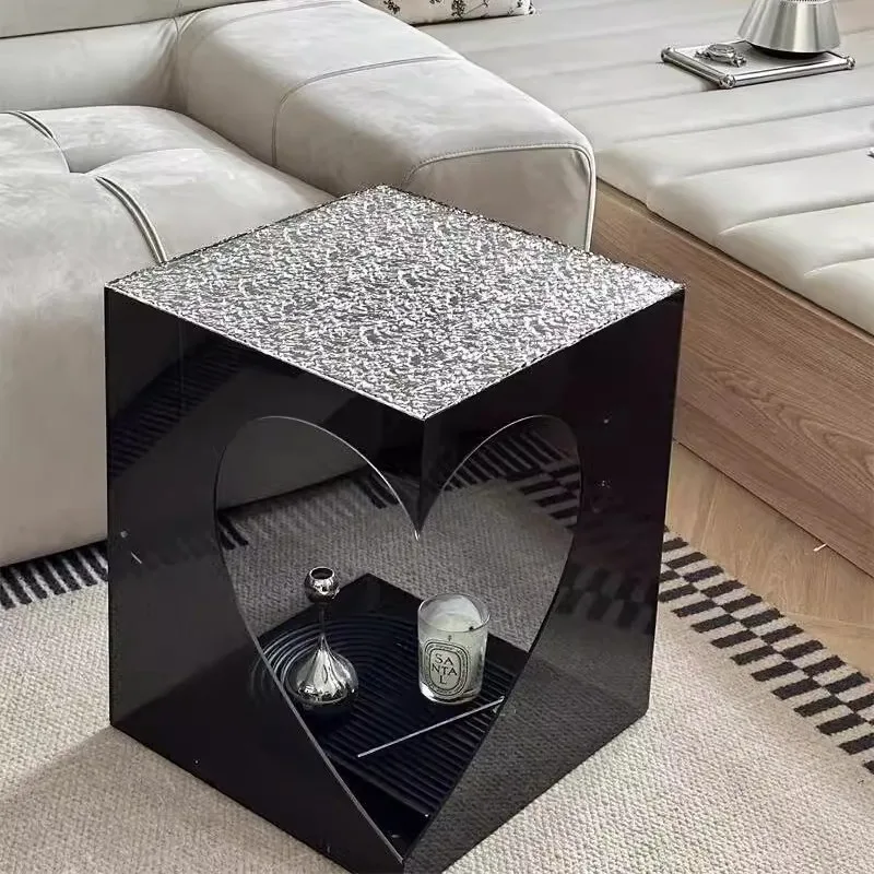 Movable sofa side table, modern acrylic corner table, bedside cabinet c