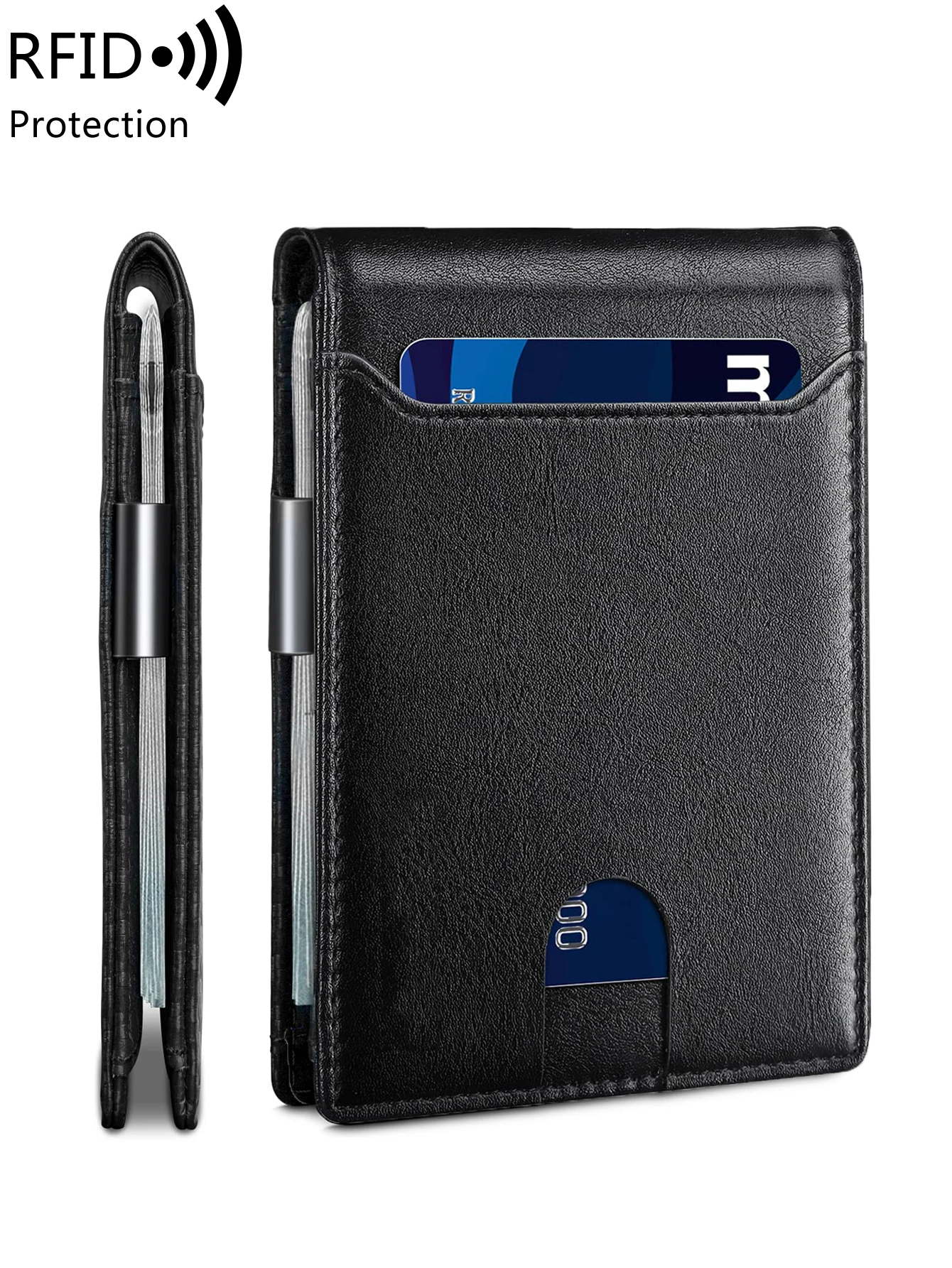 Minimalistisches Herren-Portemonnaie, multifunktional, RFID-blockierend, für die Vordertasche, tragbarer Kartenhalter, einfarbig, große Kapazität, 11-Karten-Geldbörse
