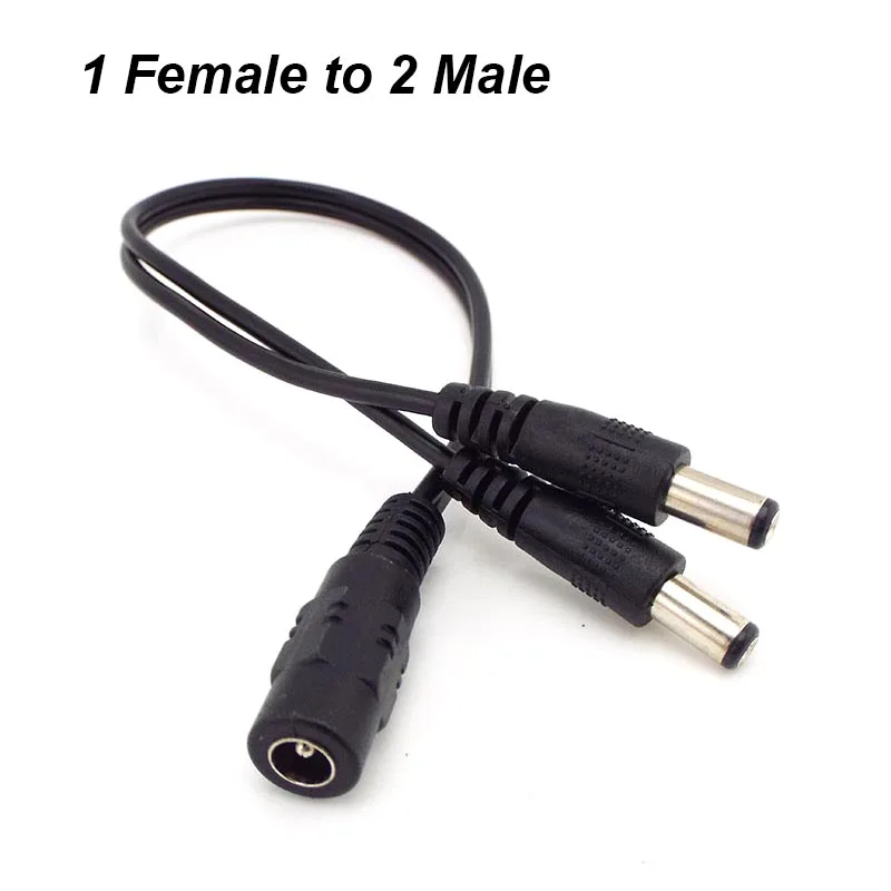 DC 12V 1 Female to 2 Male Power Split Splitter Cable 2.1*5.5mm for CCTV Camera Security DVR Accessories LED Light Strip