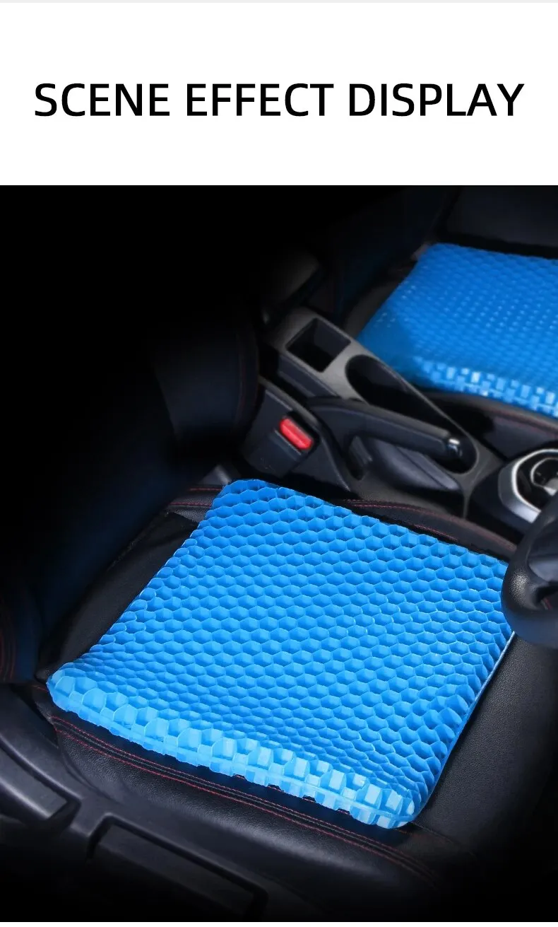 Waschbares Gel-Sitzkissen, Sommer, atmungsaktiv, Waben-Design zur Druckentlastung bei Rücken- und Steißbeinschmerzen, für Zuhause, Büro, Rollstühle, Autos – Detail 9