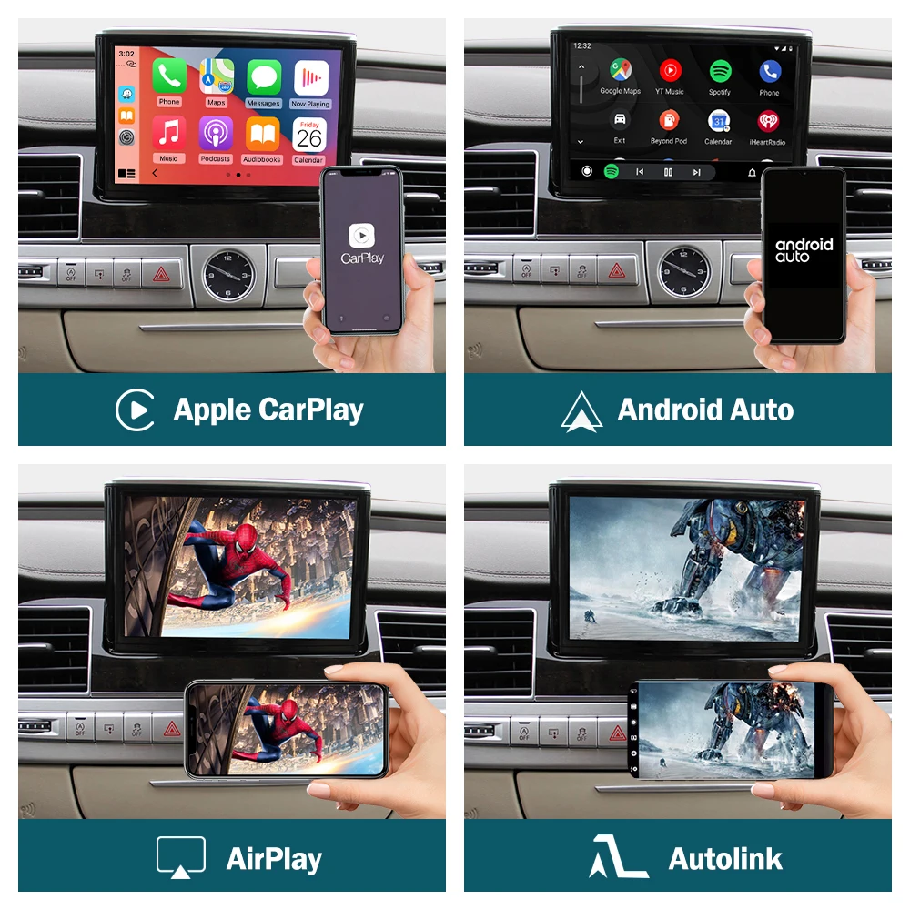 Wireless CarPlay Android Auto Interface for Audi A8 2012-2018, with Mirror Link AirPlay Car Play Functions