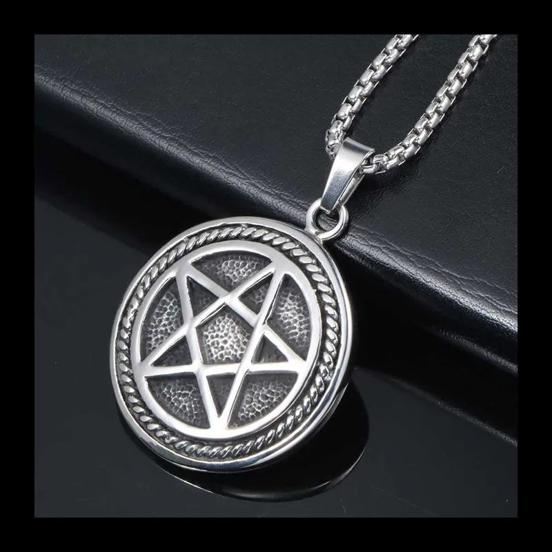 التيتانيوم الصلب موضة خمر تصميم القرص الخماسي اكسسوارات قلادة الرجال الهيب هوب روك اكسسوارات SP672