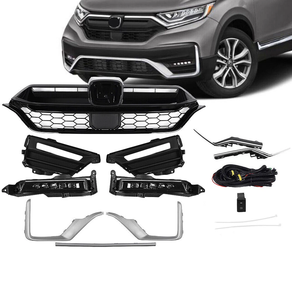 Fits 2020-2022 Honda CRV Front Grille Headlight Trim Fog Light Bracket Set 11pcs