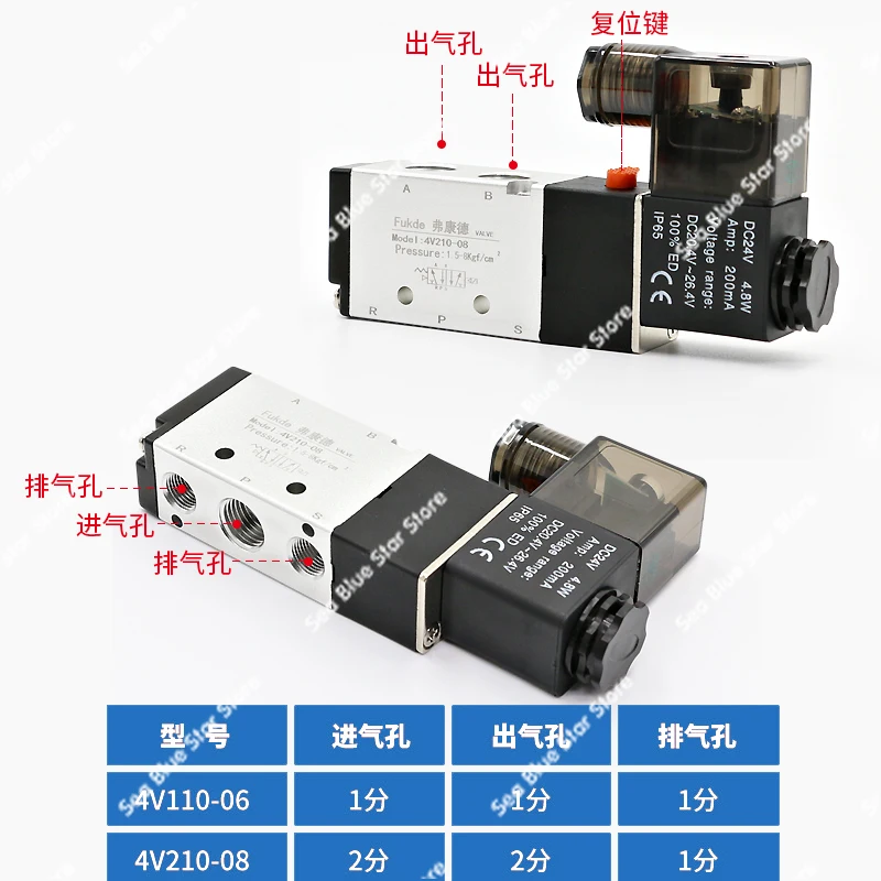 Pneumatic solenoid control   combination 4v210-08 solenoid valve group 220V cylinder electronic   24V base air valve