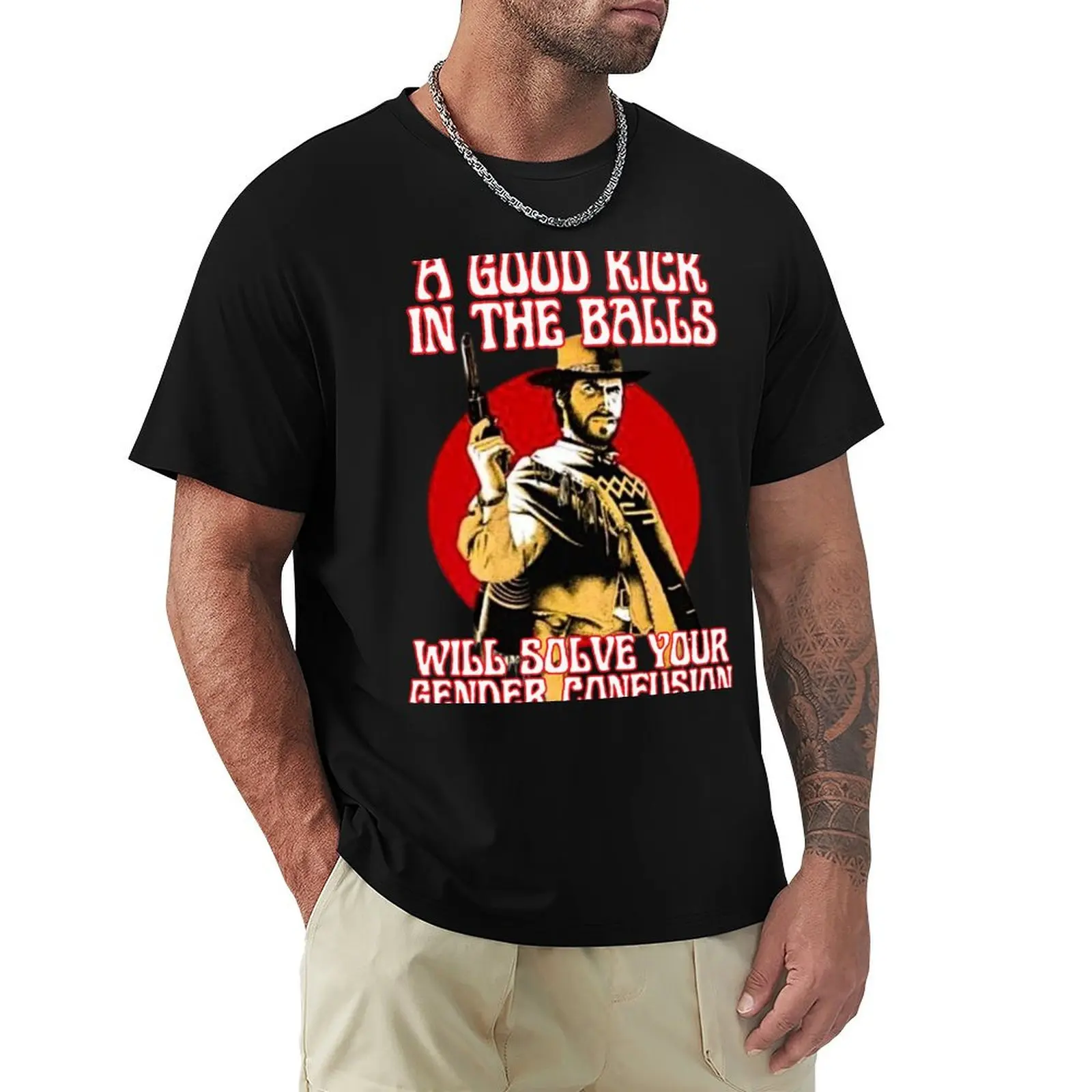 A good kick in the balls will solve your gender confusion T-Shirt Casual Breathable Short Sleeve Top