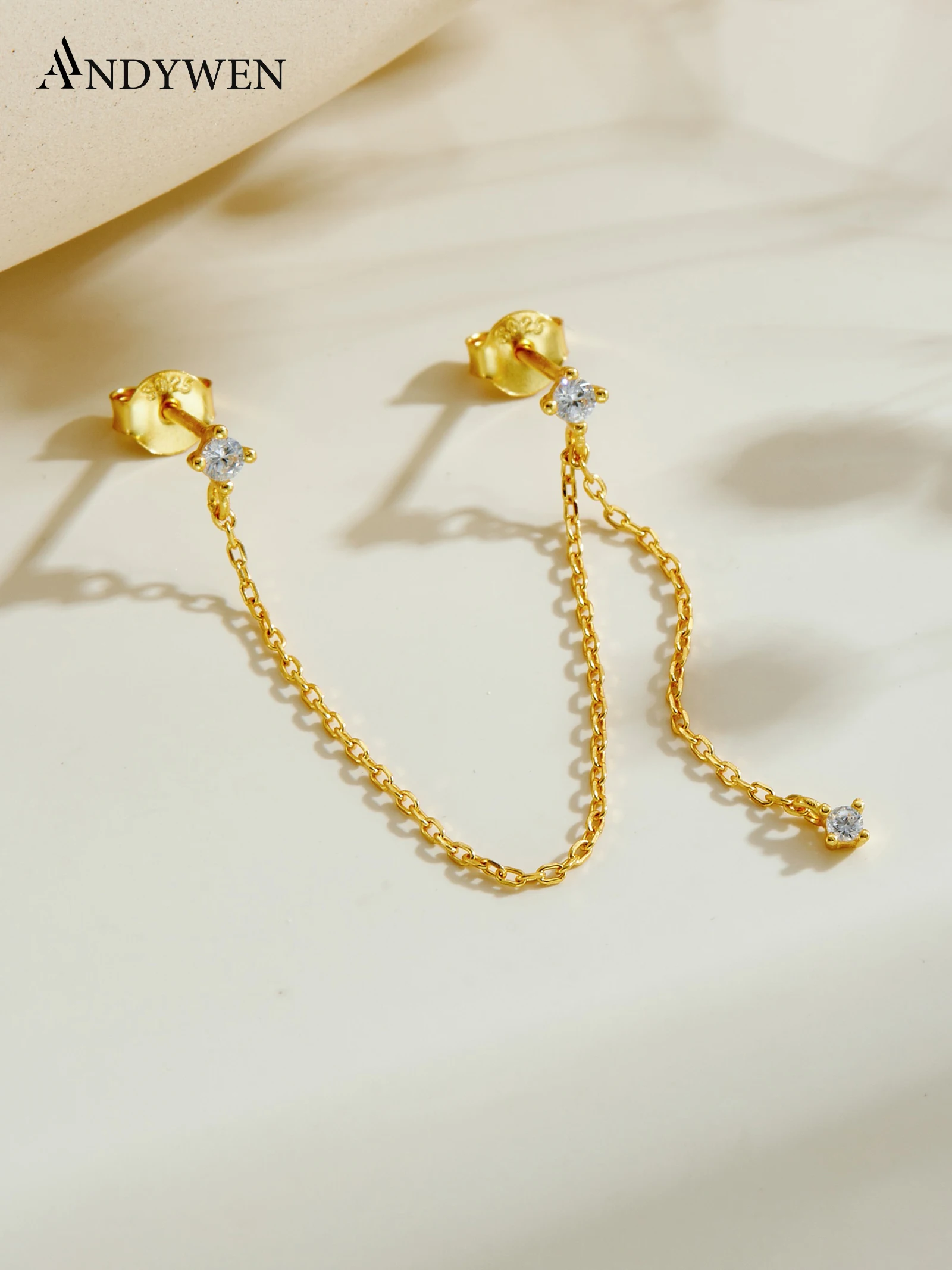 

Серебряное колье ANDYWEN 925 пробы с двойной цепочкой, подвеской из фианитов в форме капли, уникальная подарочная коробка для женщин, для вечеринок