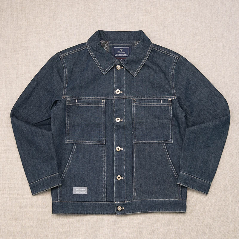 

Модная повседневная мужская джинсовая куртка: молодежная, дышащая, с длинными рукавами, декоративными пуговицами, из смесового хлопка и полиэстера